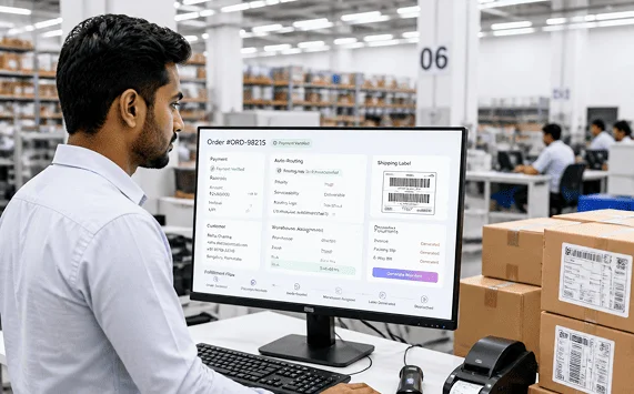Automated order processing payment verification routing and dispatch documentation system