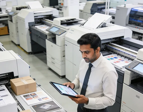 Outsourced print job management system tracking vendor dispatch quantities timelines and accountability