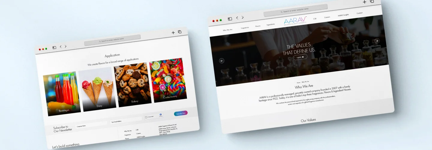 Web Desiging & Development For AARAV Fragrances & Flavors Pvt Ltd